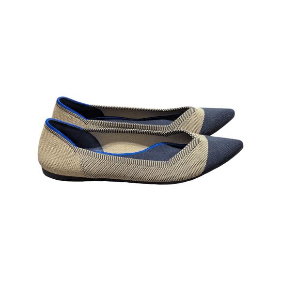 ROTHYS The Point Dune Captoe Flats Retired Womens 8.5 Cap Toe Stretch Shoes Tan - Picture 3 of 7